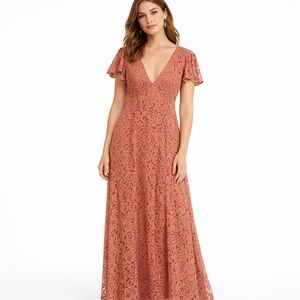 BHLDN Burnt Orange Lace Maxi Dress NWT Size 4